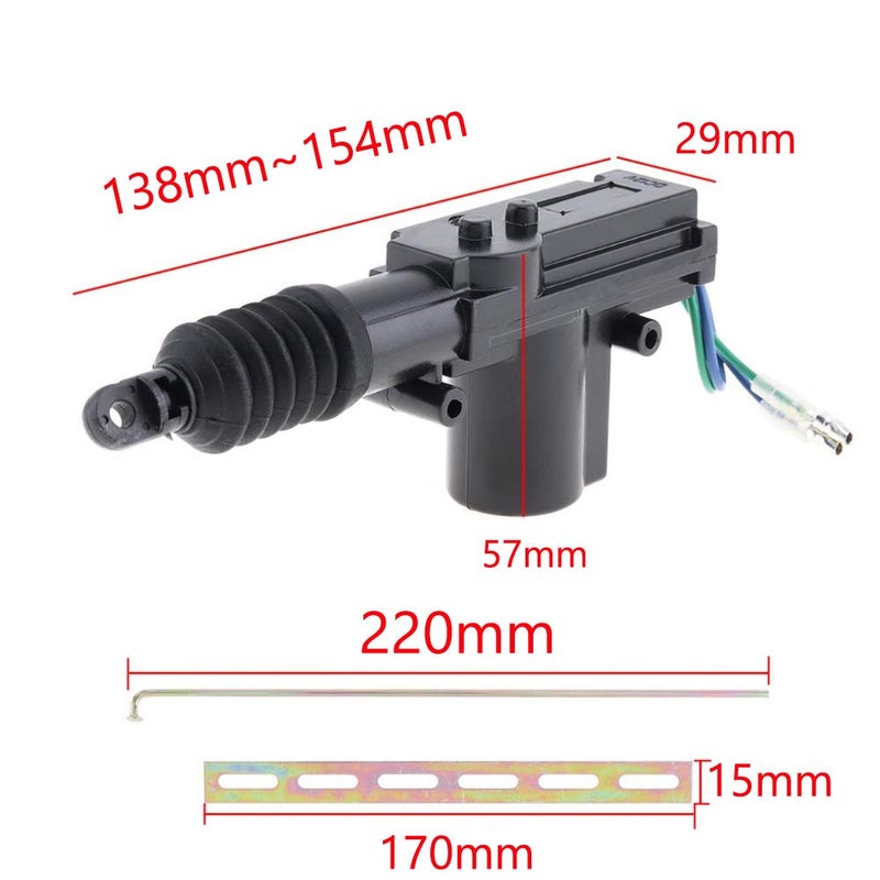 ESUPPORT Black Car Plastic Universal Heavy Duty Power Door Lock Actuator 2 Wire 12V Pack of 4 - Image 2